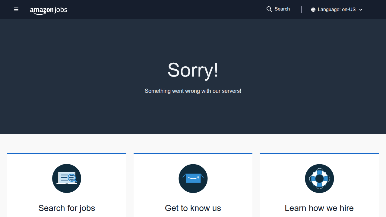 A screenshot of Amazon's official careers website, filtered to show customer service job openings, a primary source for legitimate roles.