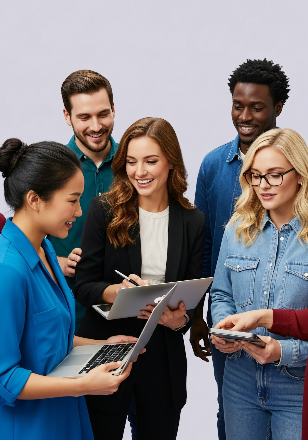 A diverse group of professionals collaborates effectively through a video conference call, highlighting key remote communication skills essential for virtual sales roles.