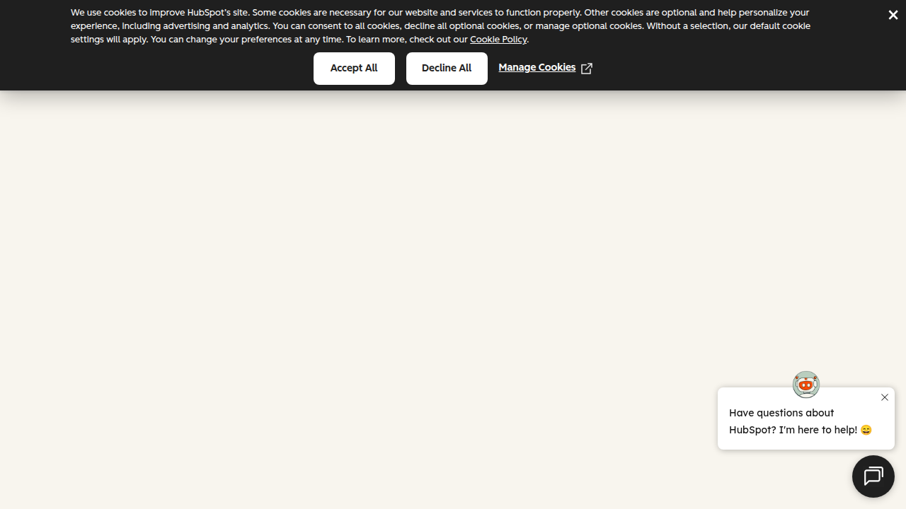 The homepage of HubSpot, a leading platform for CRM, sales, and marketing software, offering tools relevant to remote sales skills.