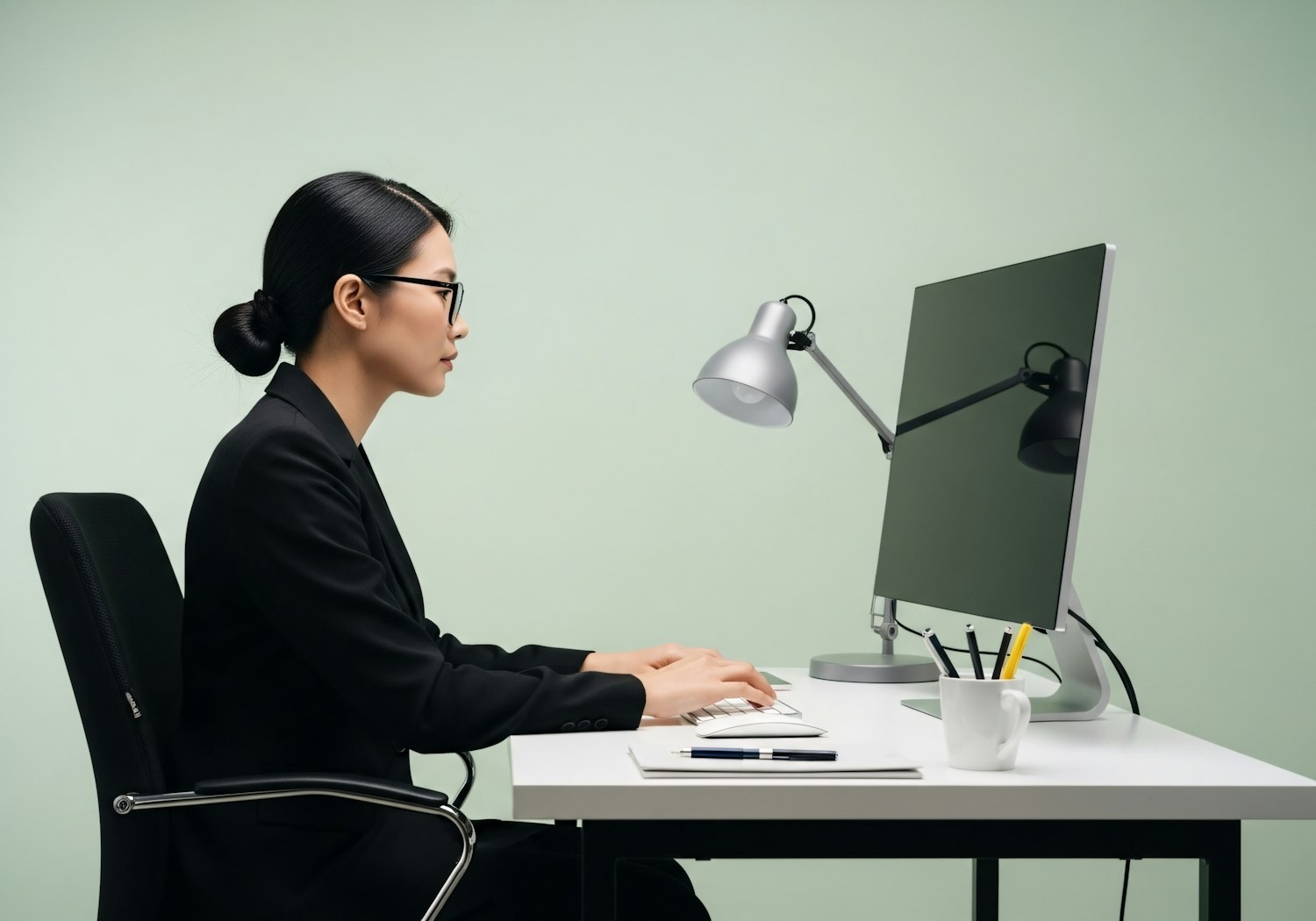 A person working remotely from a home office, symbolizing the growing trend of telework and remote sales careers.